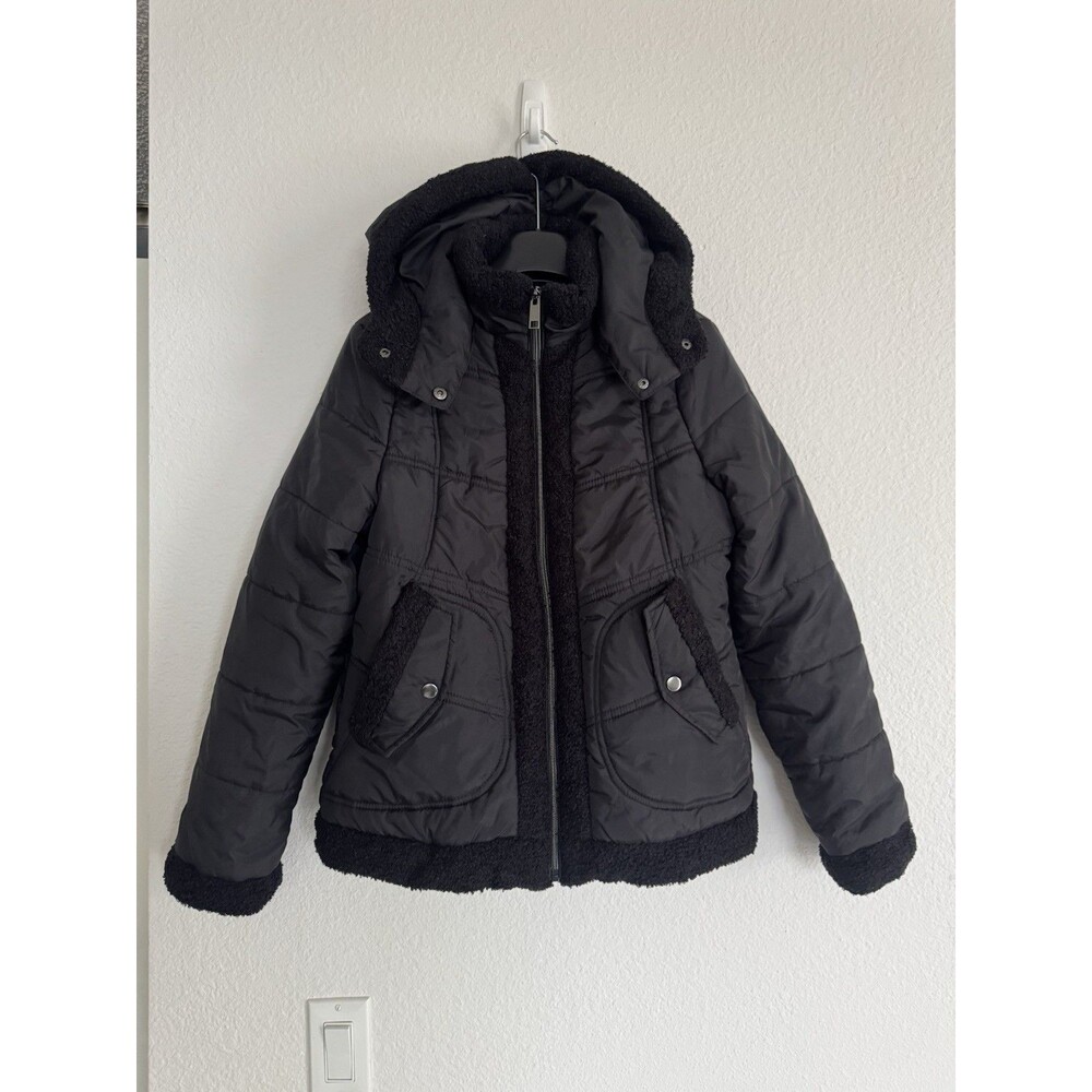 Maralyn & Me Hooded Black Puffer Jacket Quilted Women’s (Junior) Size M - Picture 1 of 16
